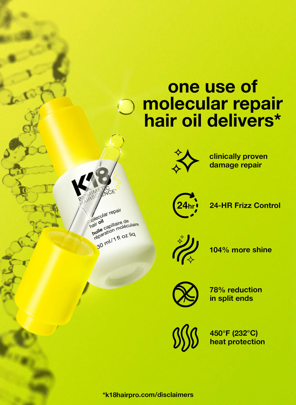 K18 Biomimetic Hairscience Molecular Repair Hair Oil 分子修護髮尾油 30ml - MAU LEI HAIR PRODUCT